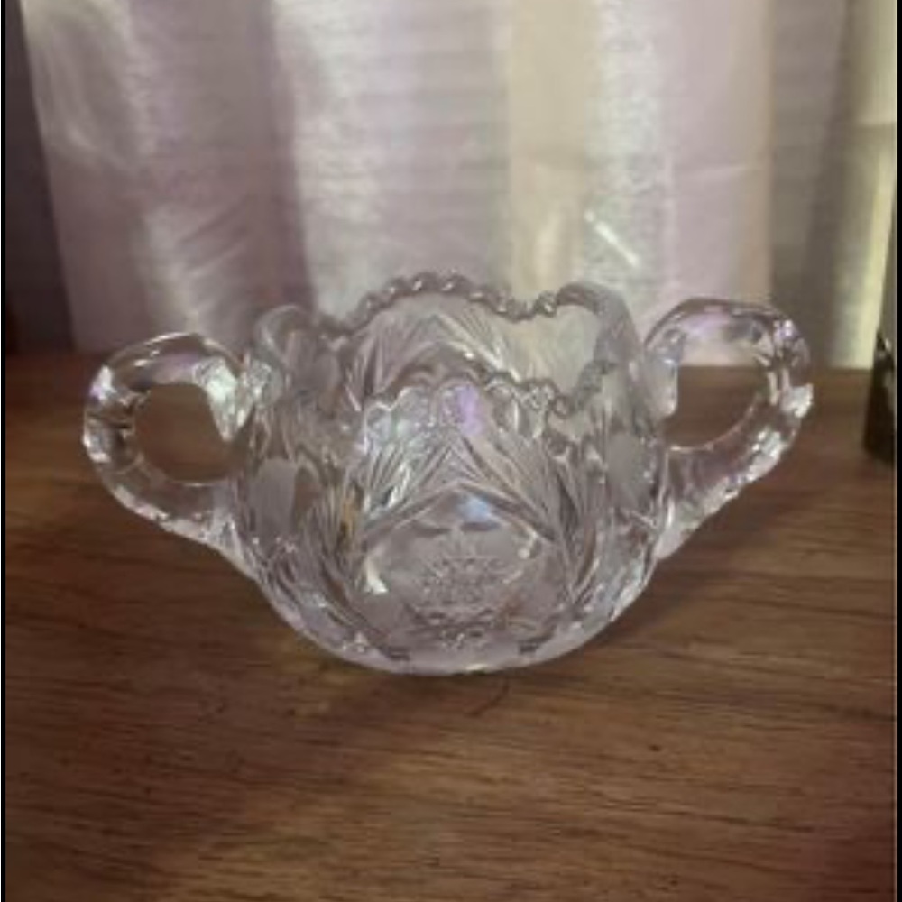Antique - American Brilliant Period - Cut Glass Sugar Bowl with Handle